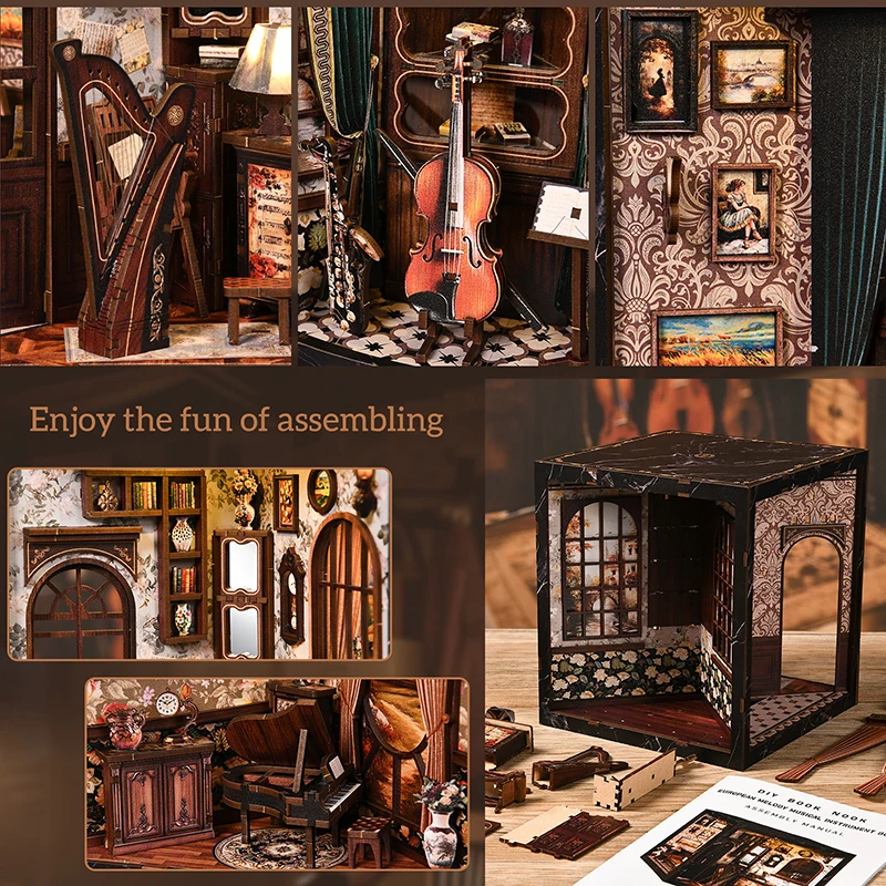 مجموعة تركيب رف الكتب المصغرة  - مراجعة Diy Wooden Book Nook Kit Shelf Insert وسعره