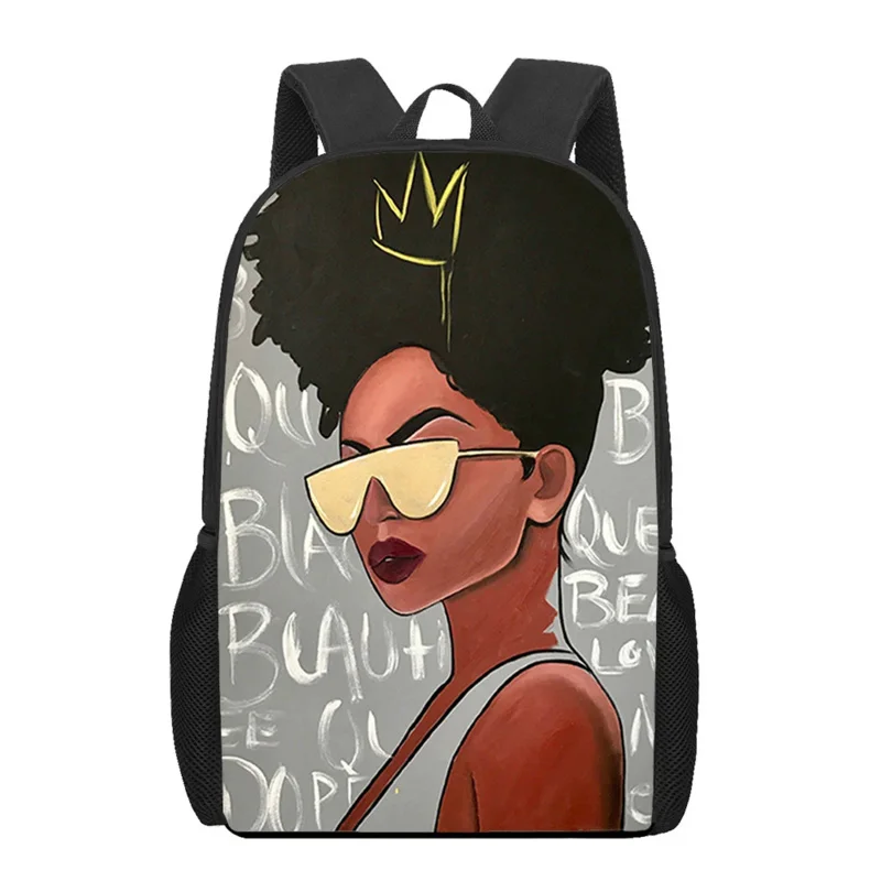 

Pretty Black Girl Painting Style Printed Boys Girls Book Bag Teenager Laptop Backpack Children School Bag Casual Travel Rucksack