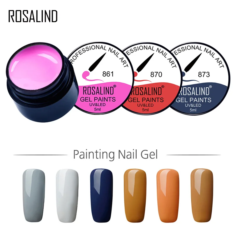 Rosalind 5ml pintura gel frasco gel polonês semi permanente embeber fora base fosco casaco superior prego beleza escova gel design uv/led cura