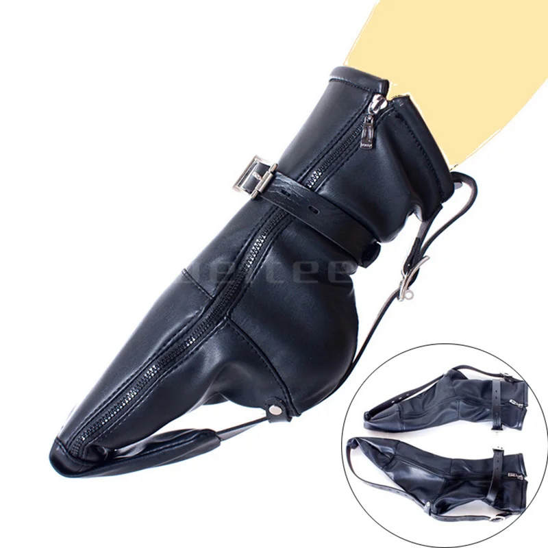 Soft PU Leather BDSM Bondage Gloves Handcuffs Padded Boot Booties Feet Restraint Dog Paw Fist Mittens Socks Ankle Cuffs Game