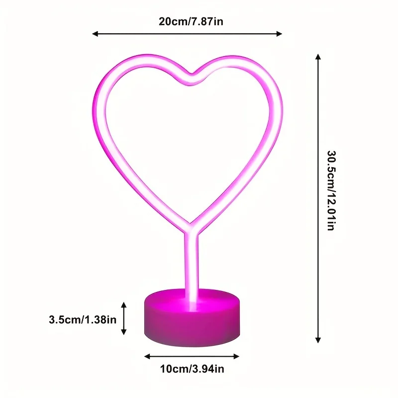 Heart shaped neon light, battery or USB powered, gift bedroom, living room decoration, wedding anniversary supplies, proposal