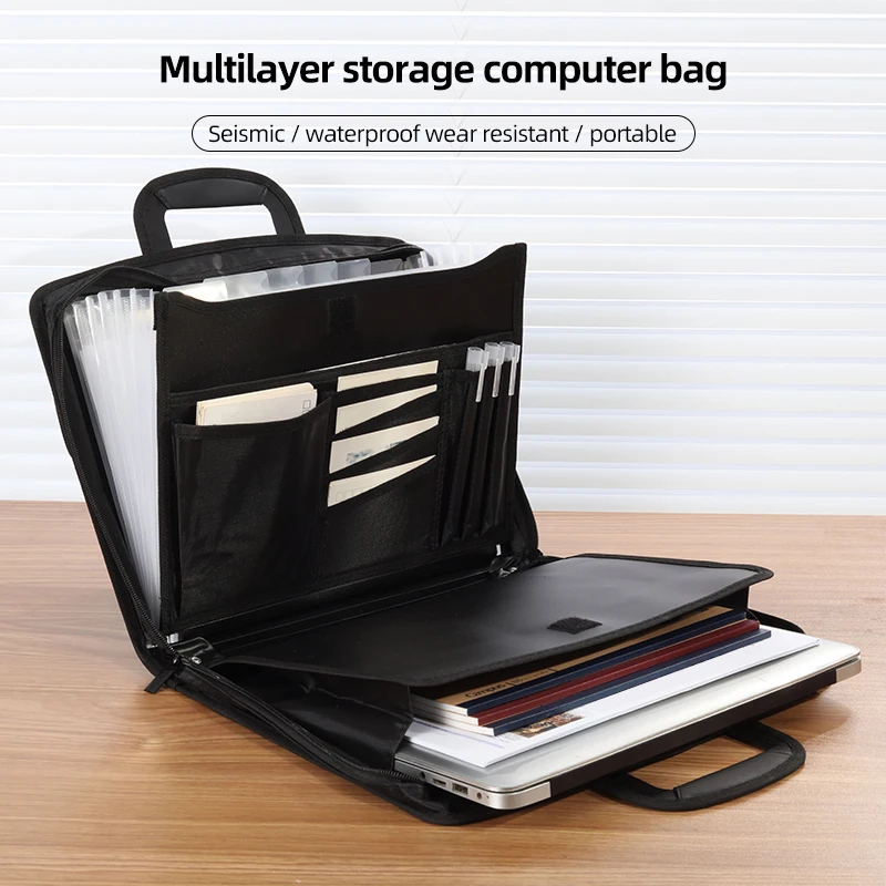 

Business Handheld File Organizer - Thickened Multi-Layer Zippered Document Bag for Office (Men & Women), Meeting & Archives