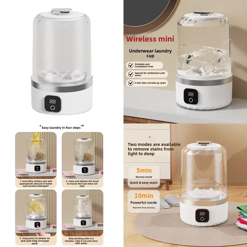 for  Mini  Rechargeable Underwear Washer Cordless Top Loading Waterproof Design  Children Mothers Dormitory Use