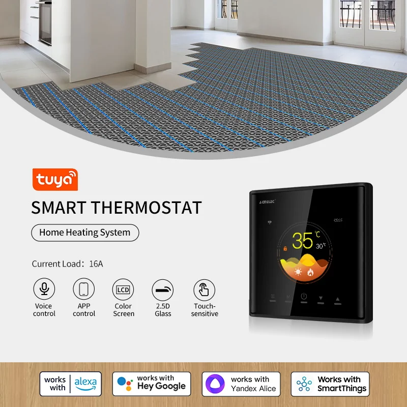 Tuya Wifi Smart Thermostat 16A Temperature Controller Electric Warm Floor Heating Room Thermostat Works with Google Home Alexa