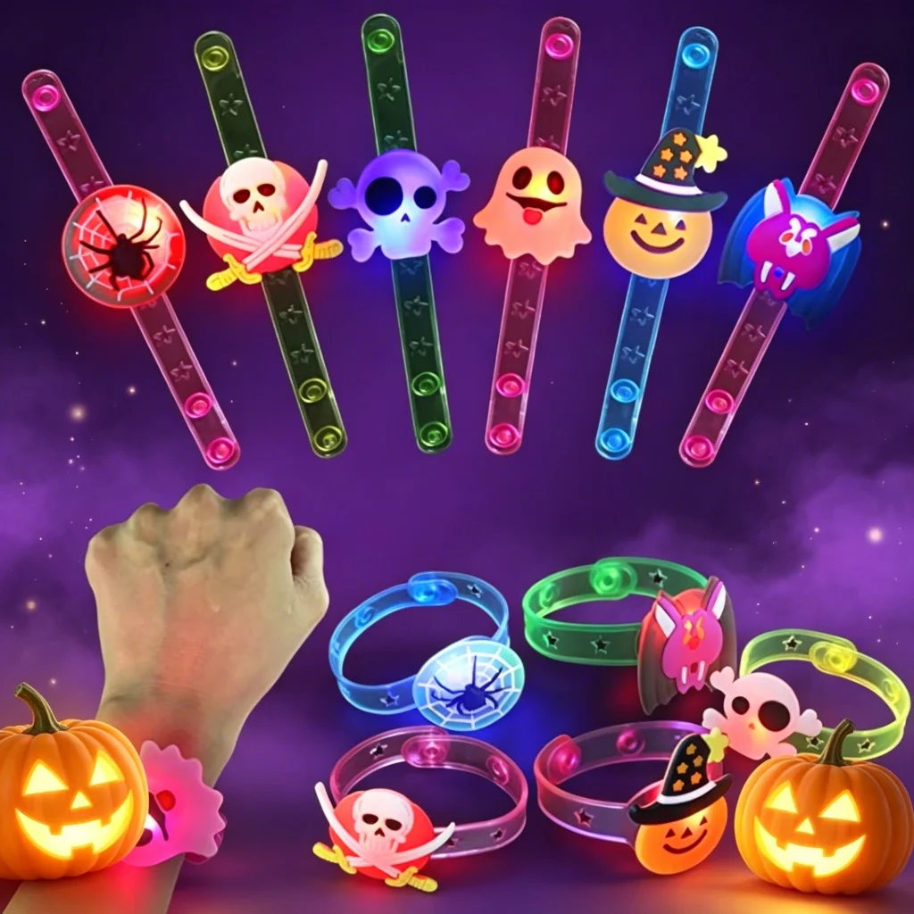 Cosplay Prop Filler - 1-60PCS Glowing Halloween Bracelets Rings Children