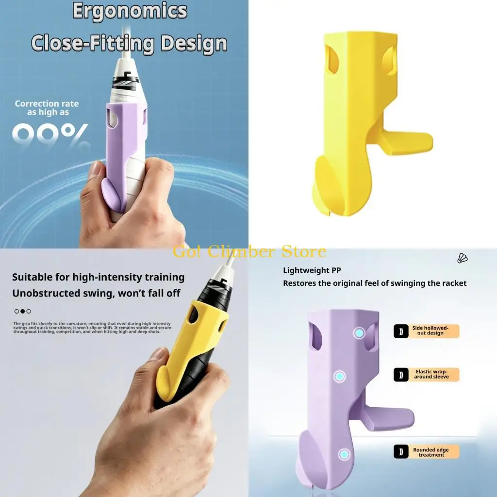 Q84C Badminton Grip Learning Helper with Clip-On Handle Badminton Grip Correction Aid