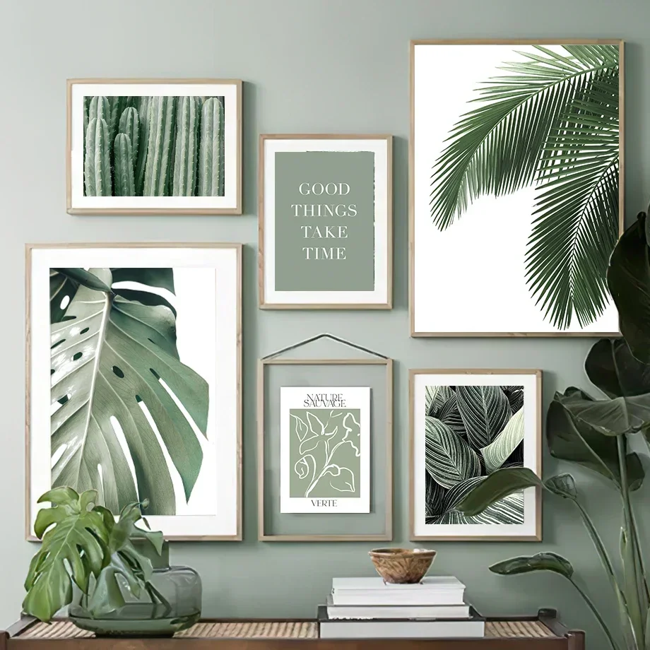2026 Sage Green Wall Art Mural Canvas  Prints Tropical Plant Monstera Palm Leaf Posters Living Room Boho Botanical Home De