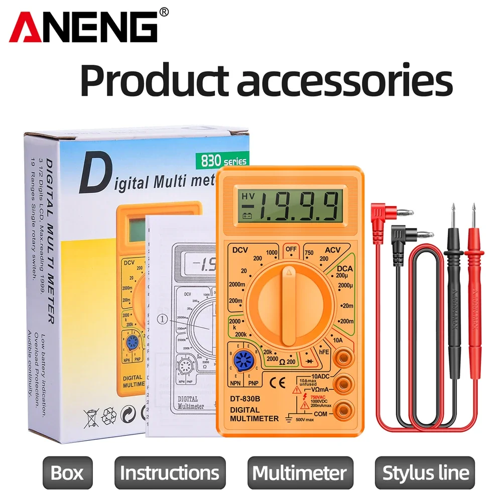 ANENG Automatic Range DT830B Multimeter Mini Household Meter Handheld Multimetro Maltimeter Appliance Maintenance Appliance Tool