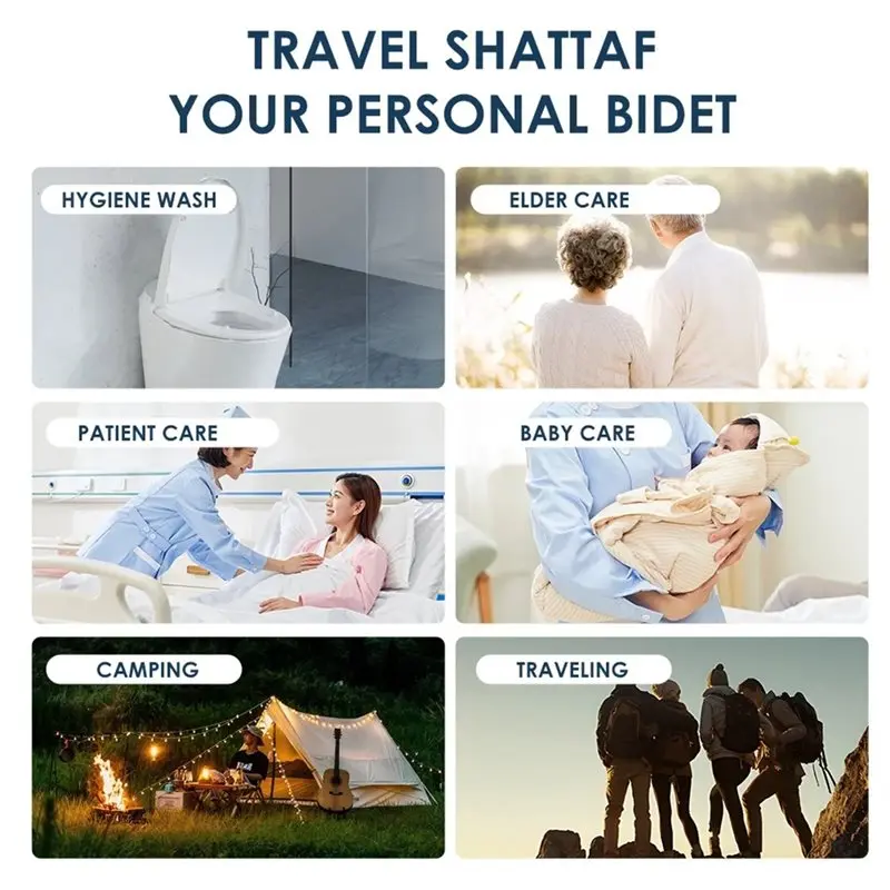 ABVG-Travel Camping Portable Electric Bidet 2.3L Rechargeable For Personal Hygiene Cleaning Shower Sprayer A:Black