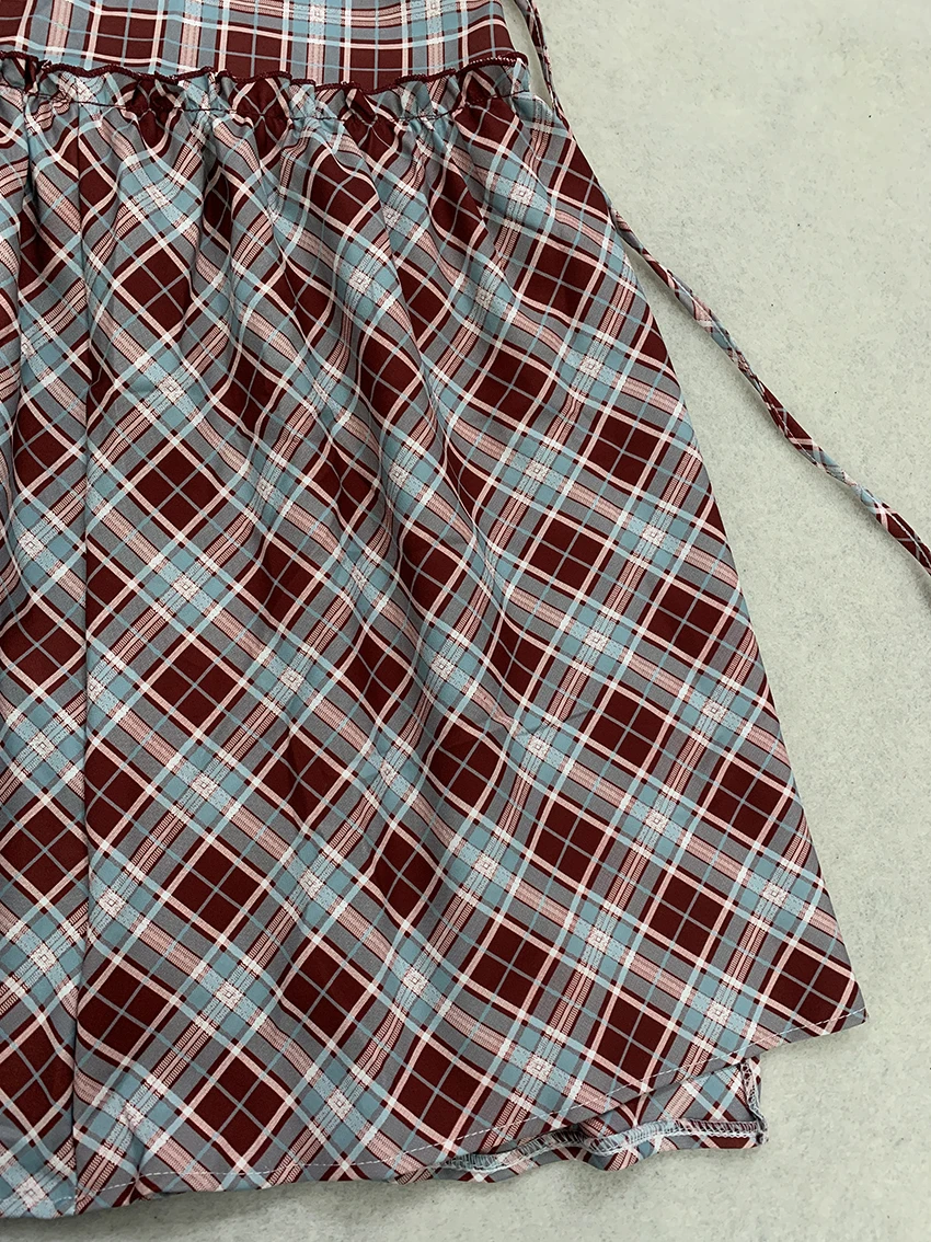 Hot Ladies Cottagecore Plaid Wrap Skirt Y2K Side Tie Ruffled Hem High Waist A‑Line Flowy Casual Retro Daily Midi Bottoms