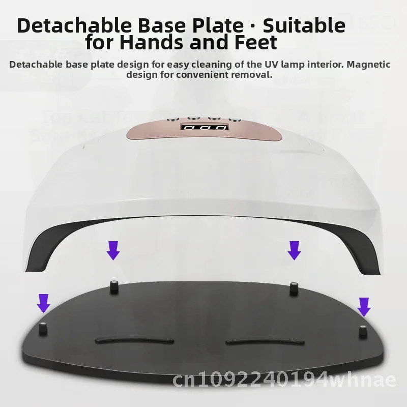 

150W Quick-Drying UV LED Nail Phototherapy Machine Double Light Source Art Baking Lamp with Large Space for Hands Purple Gold