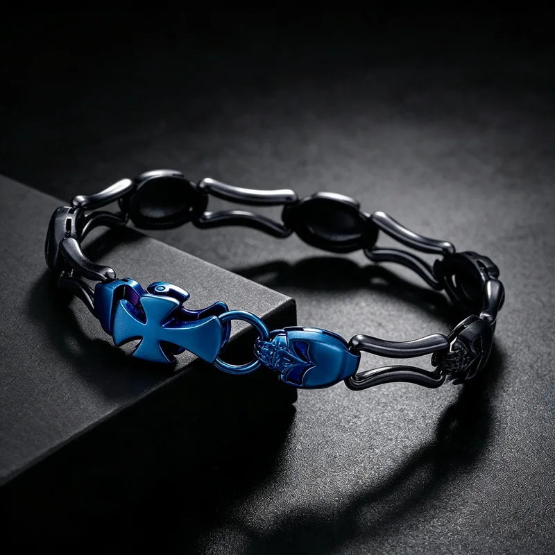 Men's Stainless Steel Skull Head Bracelets Steampunk Rock Skeleton Bracelet High Quality Biker Jewelry Gifts