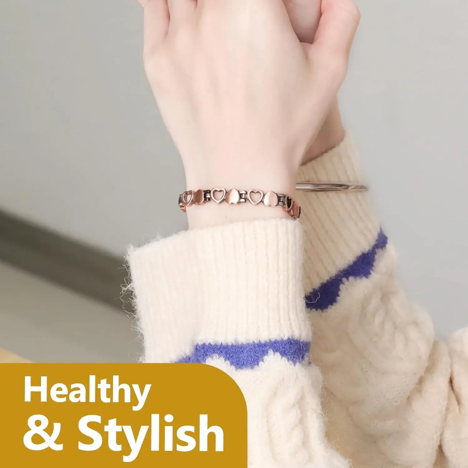 ARADOO Premium Pure Copper Bracelets For Women Love Heart Design Magnetic Wristband Jewelry Gifts