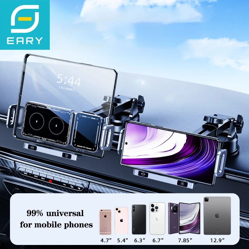 

Eary Wireless Car Charger 15W Fast Charging for Fold Screen Phone Holder Mount Air Vent & Dashboard for Samsung Google iPhone 16