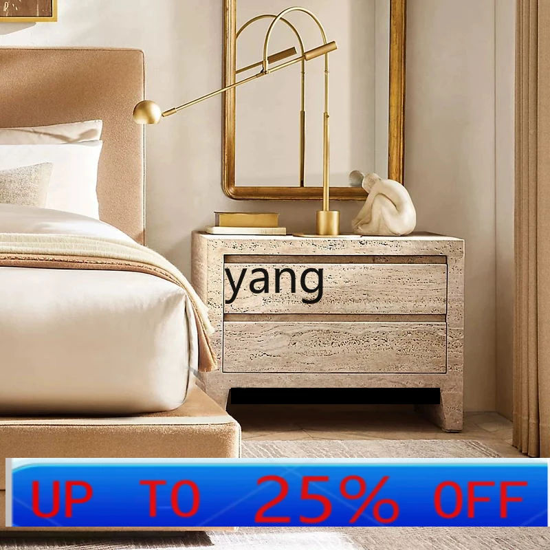 

Минималистичный прикроватный шкаф из натурального травертина, современный минималистичный мраморный шкаф для хранения вещей.