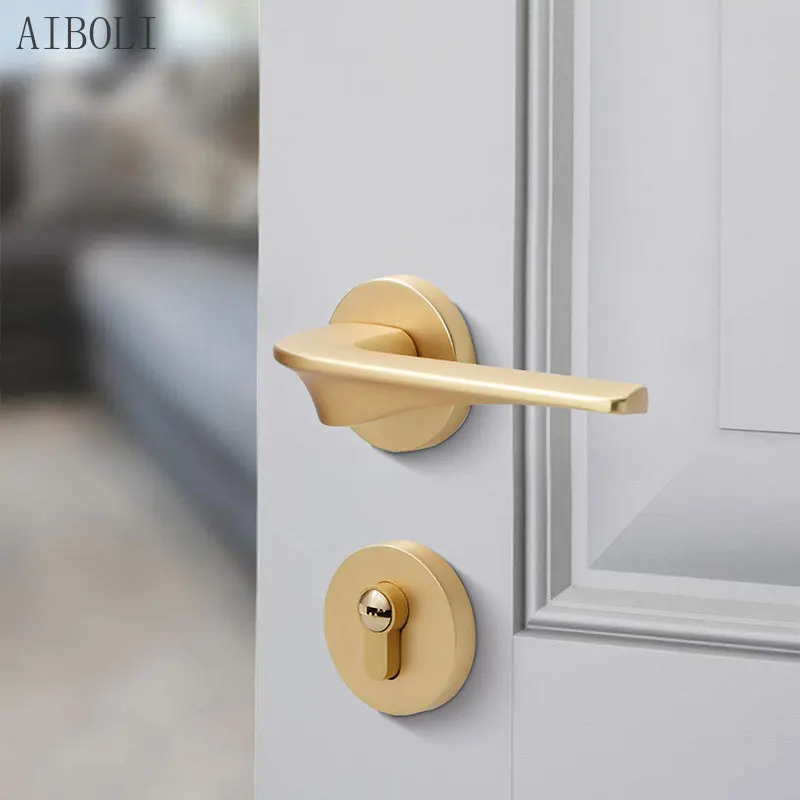 

Modern Door Lock Indoor Bedroom Door Lock Mute Door Lock Split Golden Brushed Household Wooden Door Lock