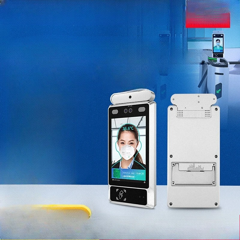 

8 inch facial recognition temperature measuring machine, construction site building visitors scan code access control
