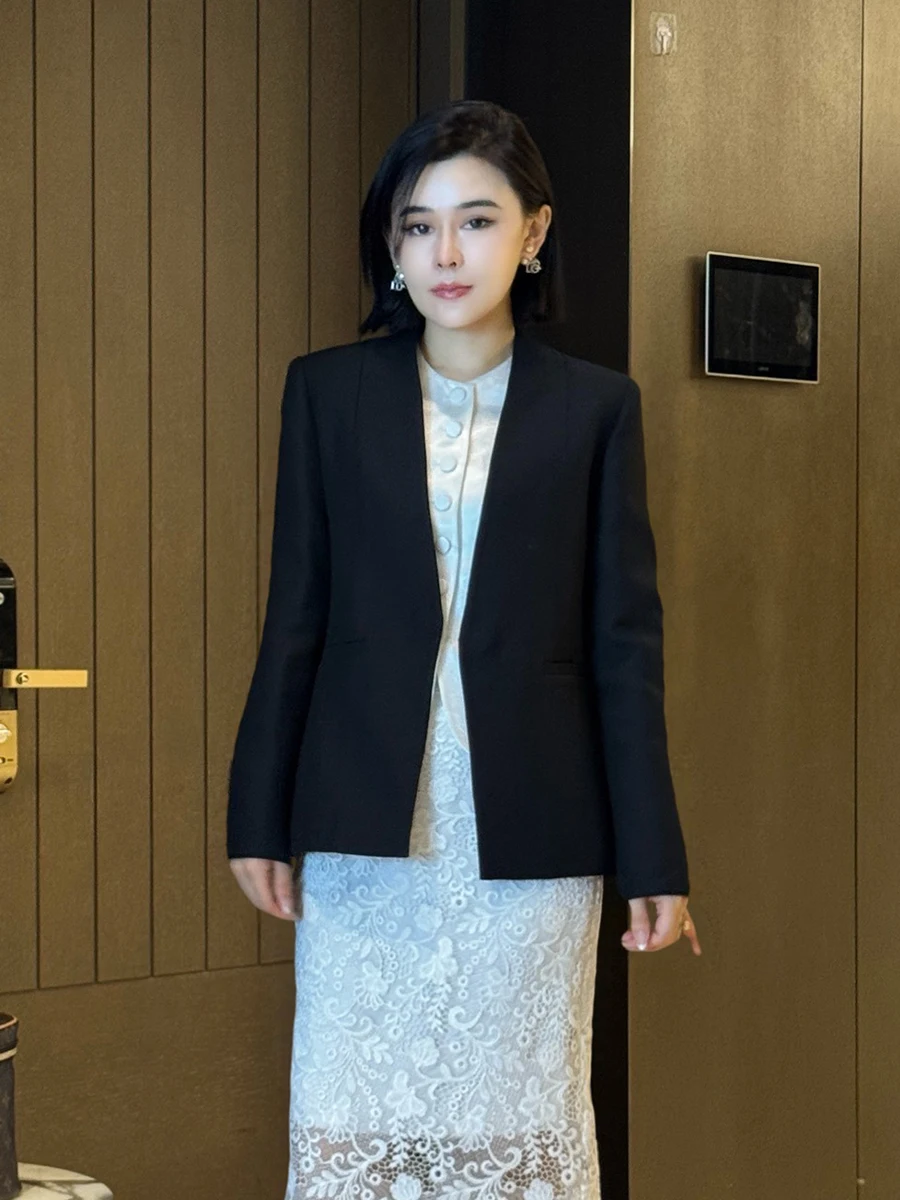 Ele Bla Garnitur z australijskiej wełny, marynarka damska, klasyczna seria modowa, nowość 2026, luksusowy styl, odzież biznesowa.