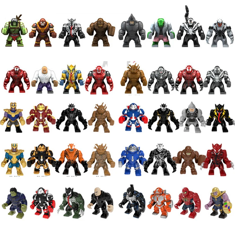 Superhero Series Large Figure Collection: Anti-Hulk, Kingpin, Thanos, Groot, Venom Educational Building Blocks Toys for Children