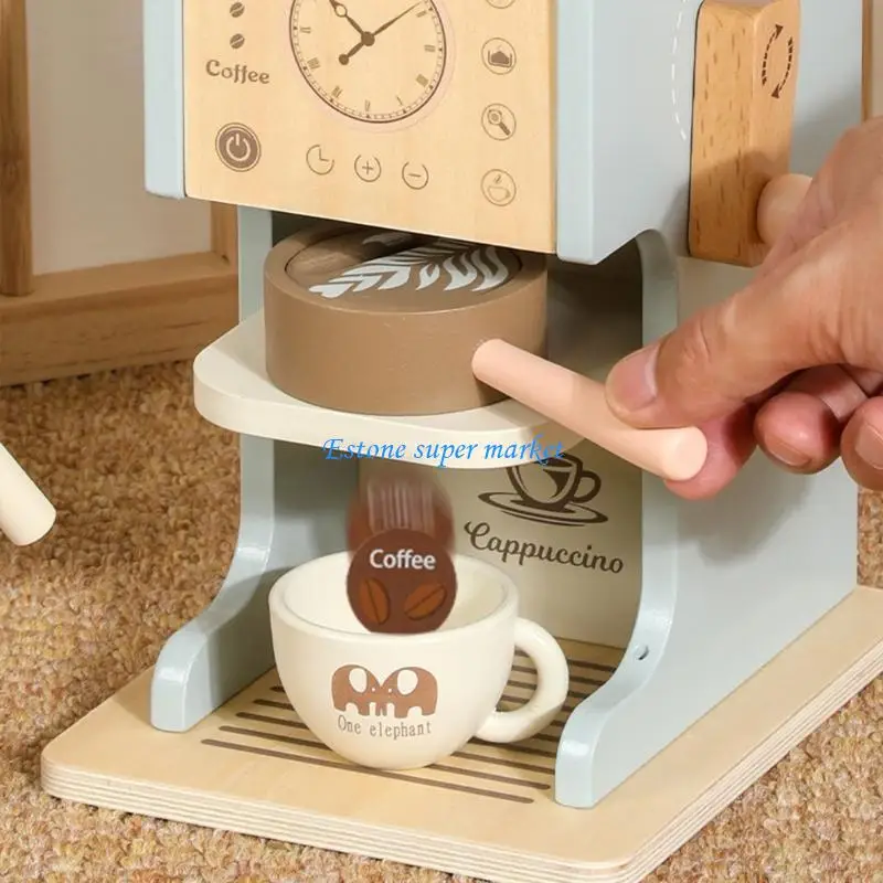 090B Woodens Coffee Maker Toy Kids Coffee Maker Playset for Skill Development Gifts