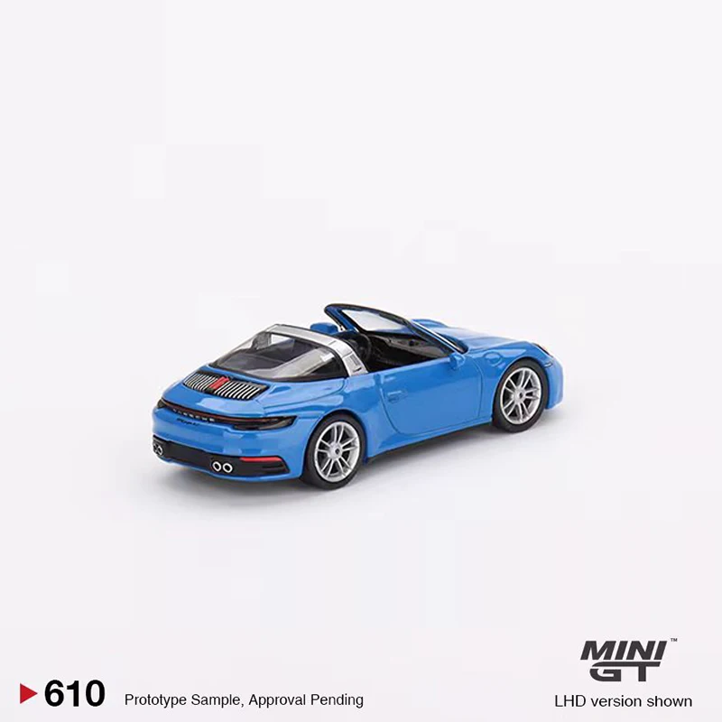 MINI GT 1:64โมเดลรถ911 Targa 4S อัลลอยหล่อตายฉลามสีน้ำเงิน #610