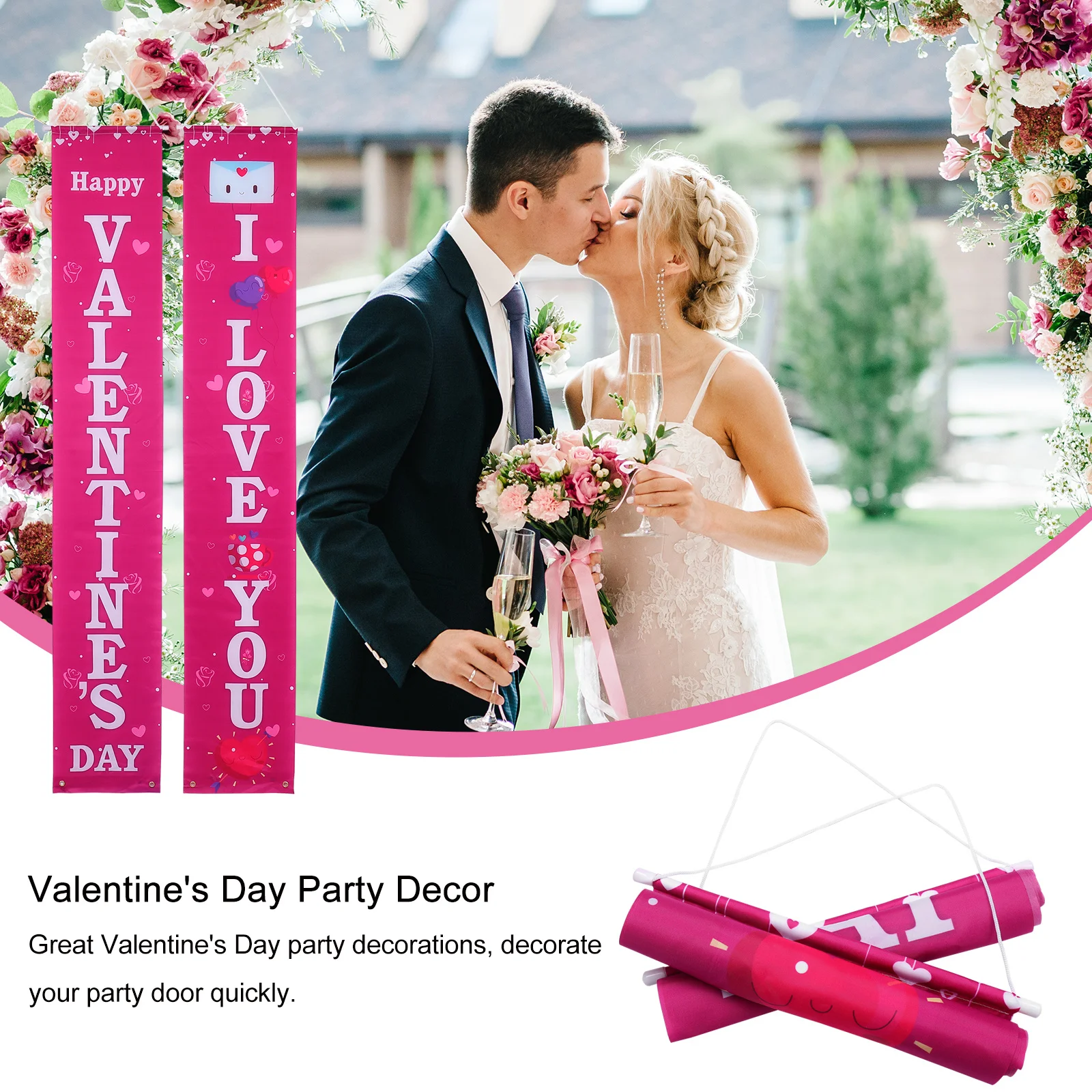 

1Pair Valentine's Day Door Curtain Quick Decorate Party Door Romantic Style Porch Curtain Banner Supplies Indoor Outdoor