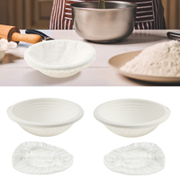 4Pc Bread Sourdough Proofing Basket Oval/Round Handmade Rattan Wicker Baking Bowl Baking Tools Set Home Fermentation Baking Tool