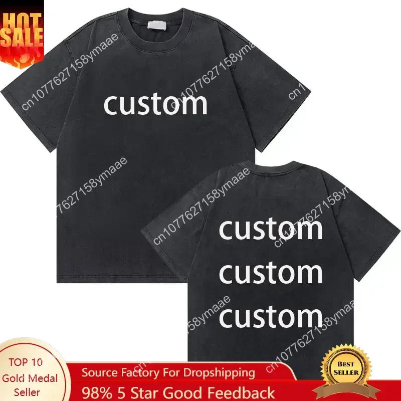 

Washed Vintage Custom Diy Graphic T Shirt Men's Vintage Oversized Short Sleeve Tees Rapper Streetwear Men Hip Hop Casual T-shirt