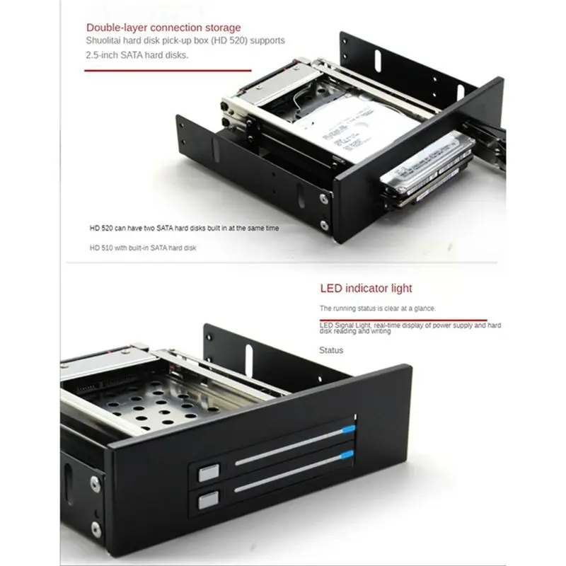 ABGN  Dual Bay SATA2 Hard Drive HDD & SSD Tray Internal Mobile Rack Enclosure Docking Station Hot Swap Bracket,HD520