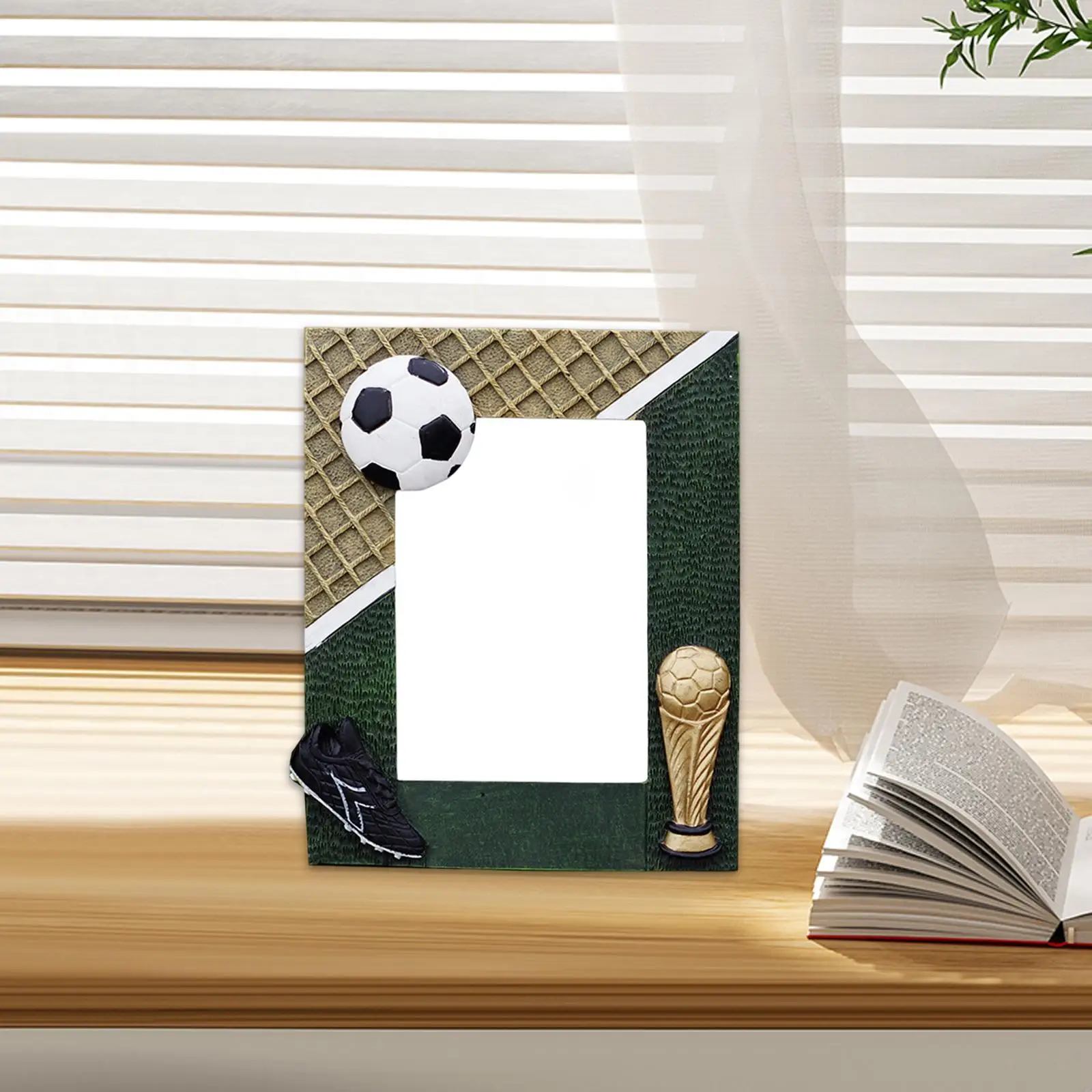 3D Soccer Resin Photo Frame DIY Decorative Photo Holder Gift Table Ornament for Team Awards and Fans