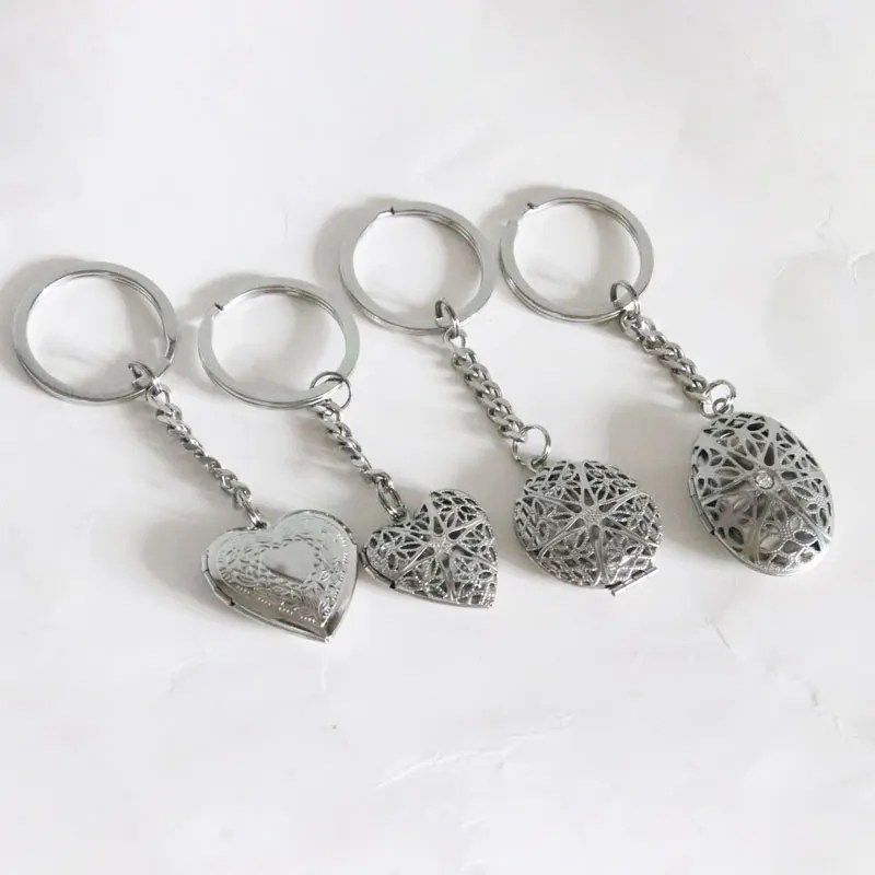 Everfast 5pc 100% Stainless Steel Keychain Heart Lockets Pendant Women Men DIY Bag Chains For Families And Best Friends Jewelry