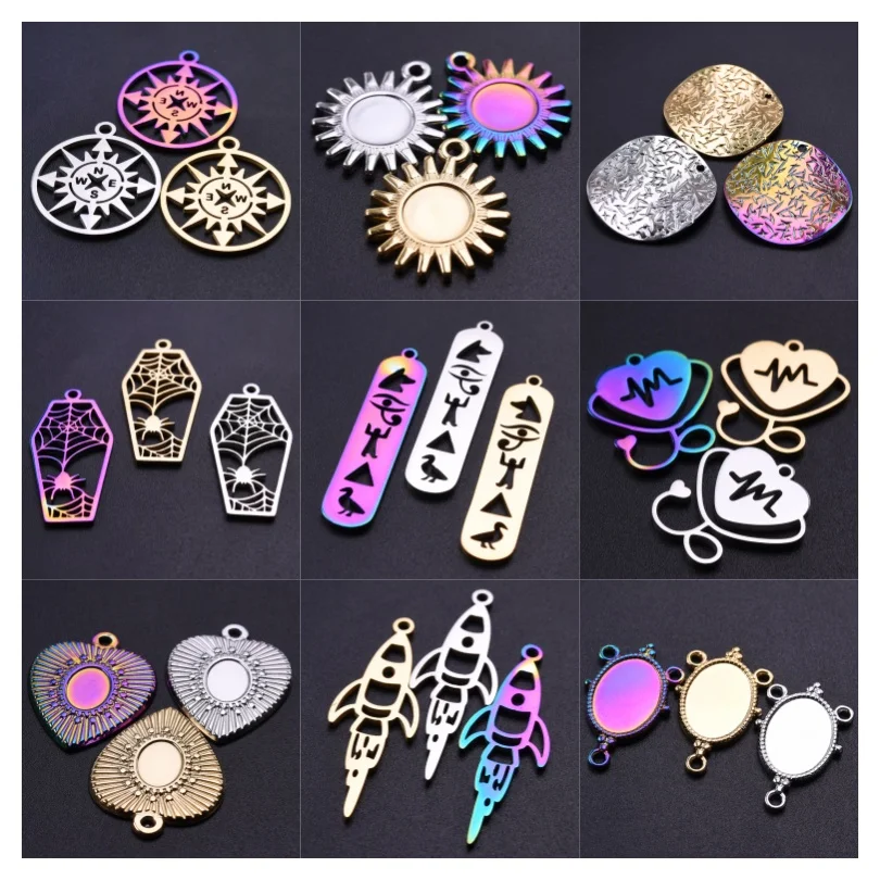 5pcs Have Three Colors Of Handmade Pendants To Symbolize Faith Suitable For Men and Women DIY Charms Made Of Stainless Steel
