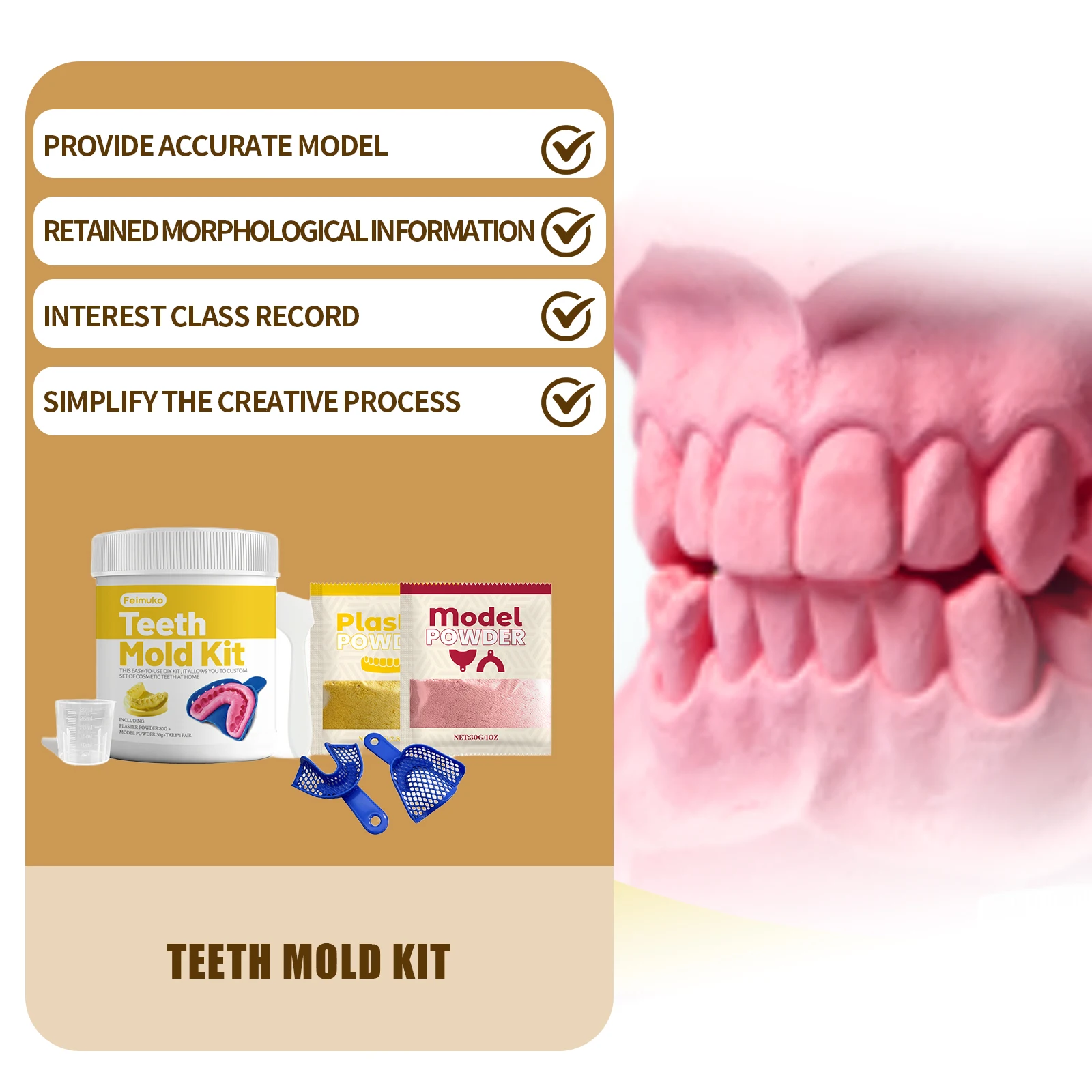 

Набор для создания зубных моделей: DIY-комплект для отпечатков зубов, простой набор для обучения стоматологии, изготовления моделей и создания гипсовых форм для отпечатков зубов
