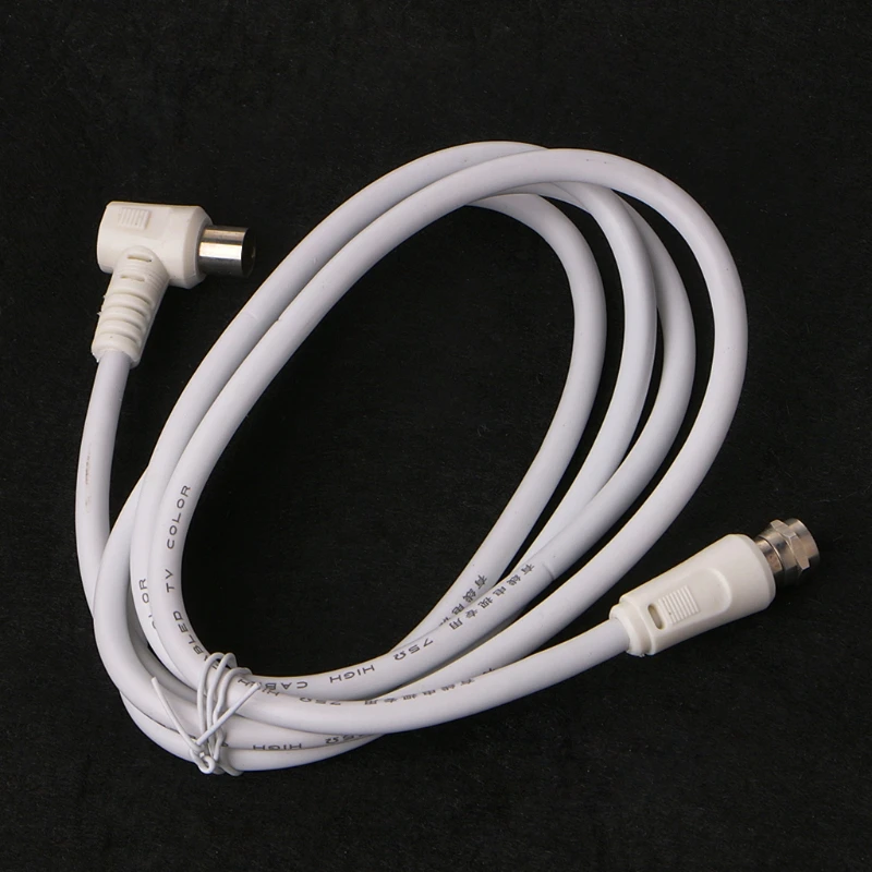 2024 New 9.5mm White 90 Degrees Male To F Type Male Coaxial TV Satellite Antenna Cable