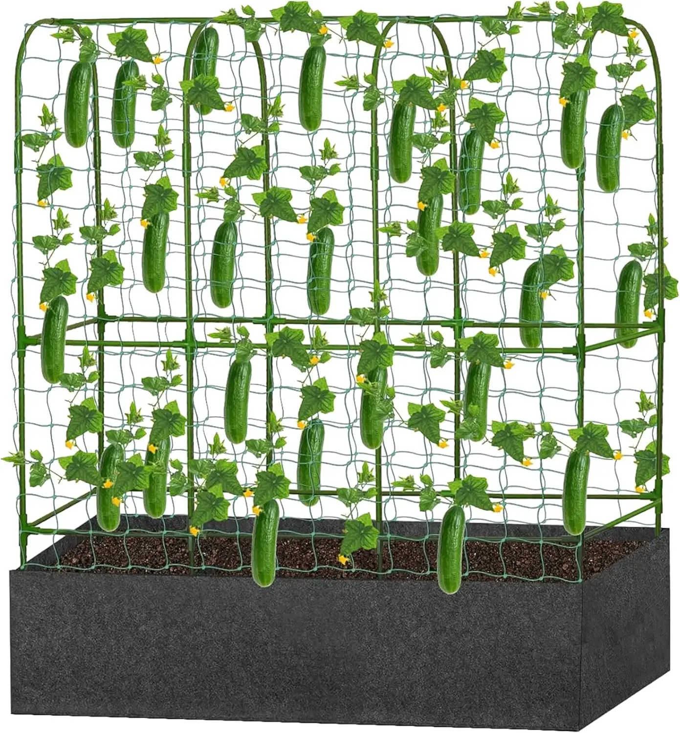 

Садовая опора GENMOUS для вьющихся растений, опора для огурцов с мешком для выращивания, большая металлическая опора 65 x 50 дюймов для вьющихся растений