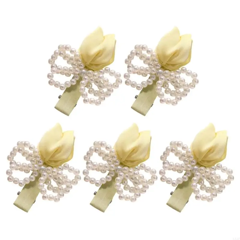  Handwoven Pearls Side Hair Clip Flower Soft Fabric Providing Comfort And Stability For Adults And Children