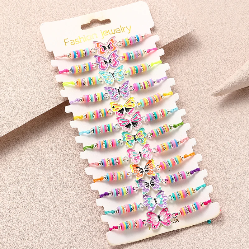 12 stks/set Leuke Kat Kleurrijke Touw Regenboog Eenhoorn Charme Armbanden Voor Vrouwen Meisjes Verjaardag Kerst Sieraden Vriendschap Gift