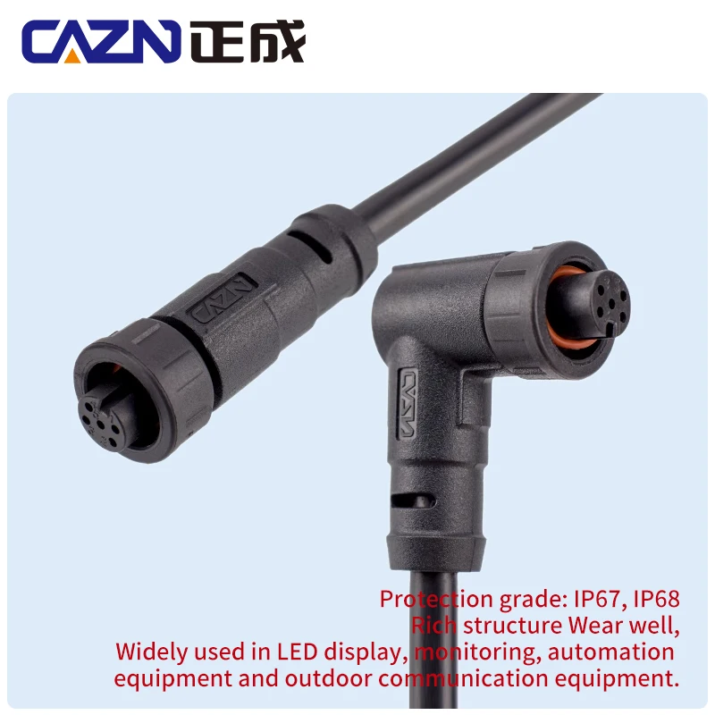 Waterproof E7 Overmolded Plug Bayonet 2 3 4 5 6Pins Straight Angled Male Female Plug With Cable PVC 1Meter Un-Shiled
