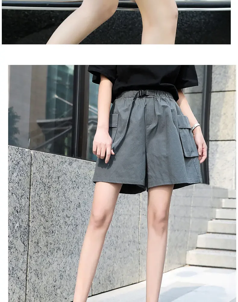 Szorty Damskie Solidne Luźne Proste Codzienna Kreatywność Wypoczynek Koreański Styl Damski Wszystko dopasowane Popularne Wiosna Vintage Fajna osobowość