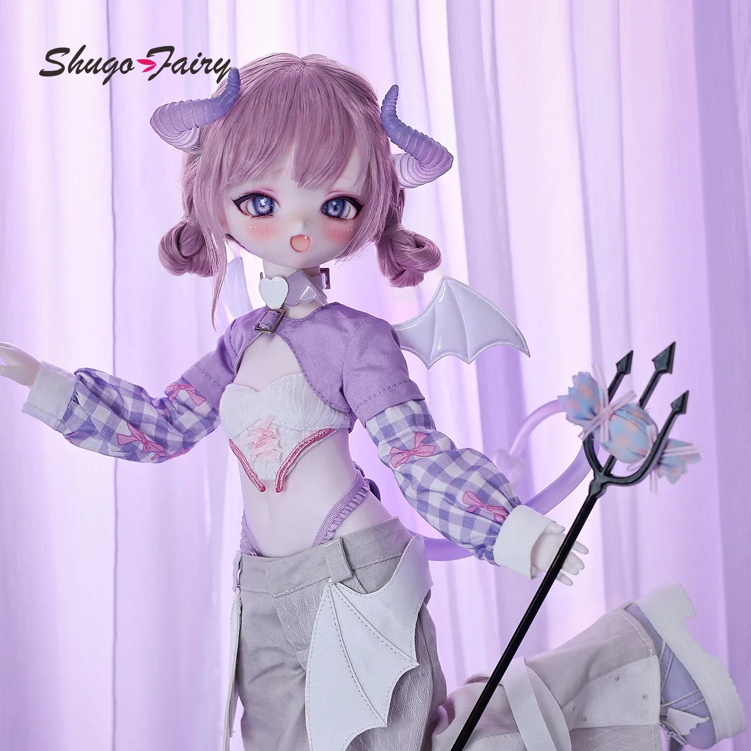 ShugaFairy 악마 A Bjd 인형 1/4 독특한 크리스마스 선물, 투명 꼬리 판타지 악마 어린 양 애니메이션 소녀 조인트 장난감 풀 세트