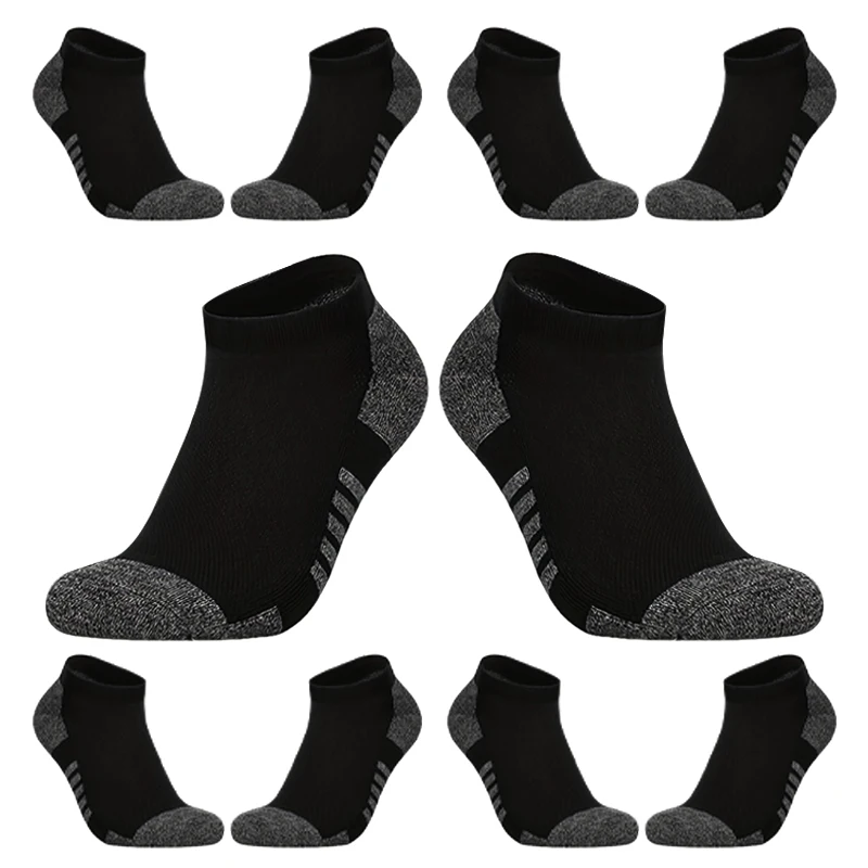 

5 pairs of breathable five striped sports socks men's ankle socks sweat absorbing training socks (black/gray/dark gray)