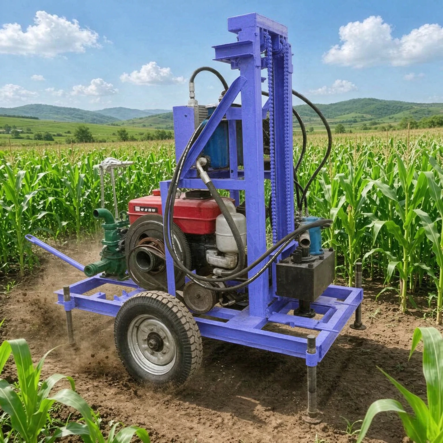 Portable Hydraulic Borehole Drilling Rig Multifunctional Water Well Drilling Machine Portable Water Well Drilling Rig for Sale