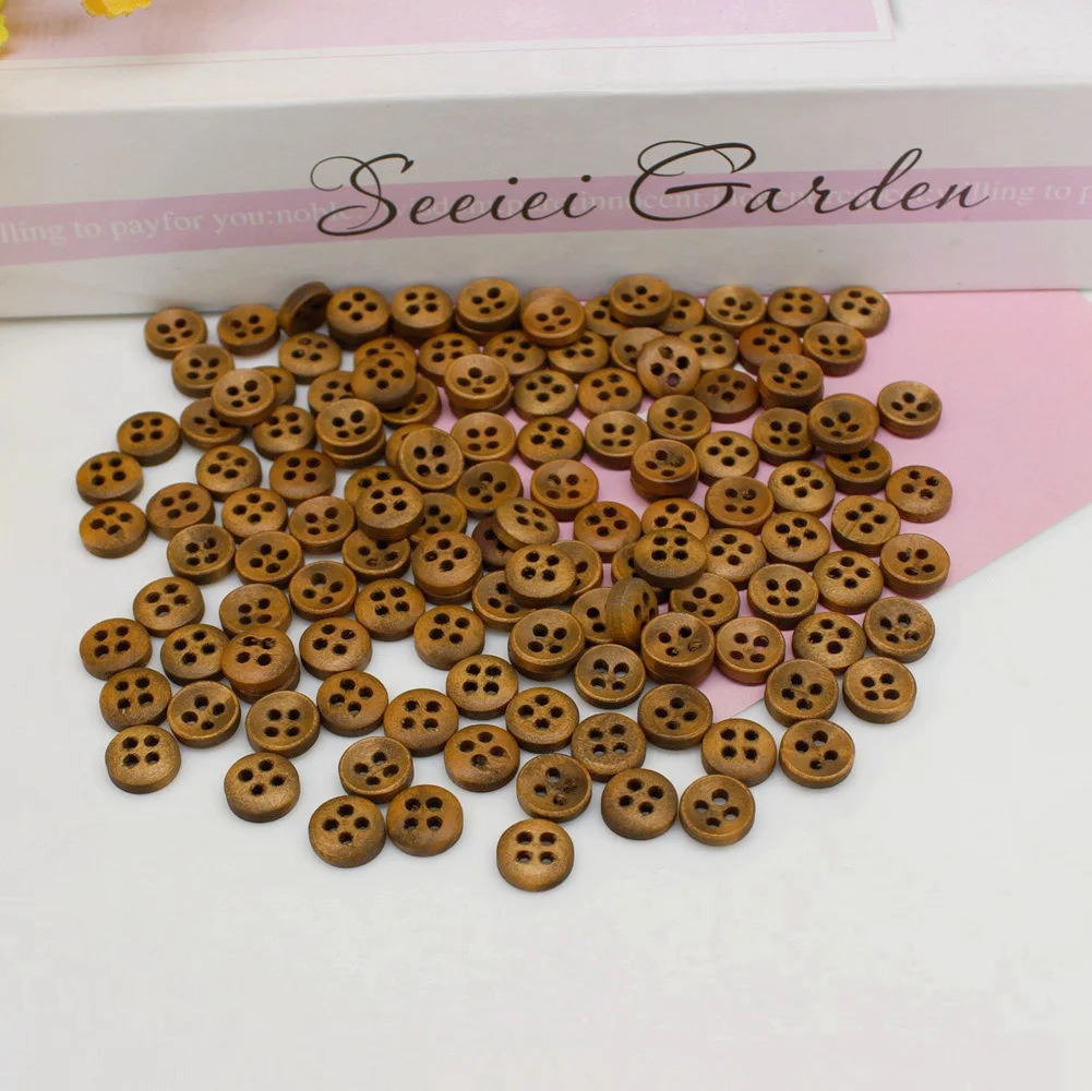 100 o 200 pezzi mini bottoni misti per scrapbooking artigianale bottoni piccoli in legno 10mm materiali artigianali fai da te