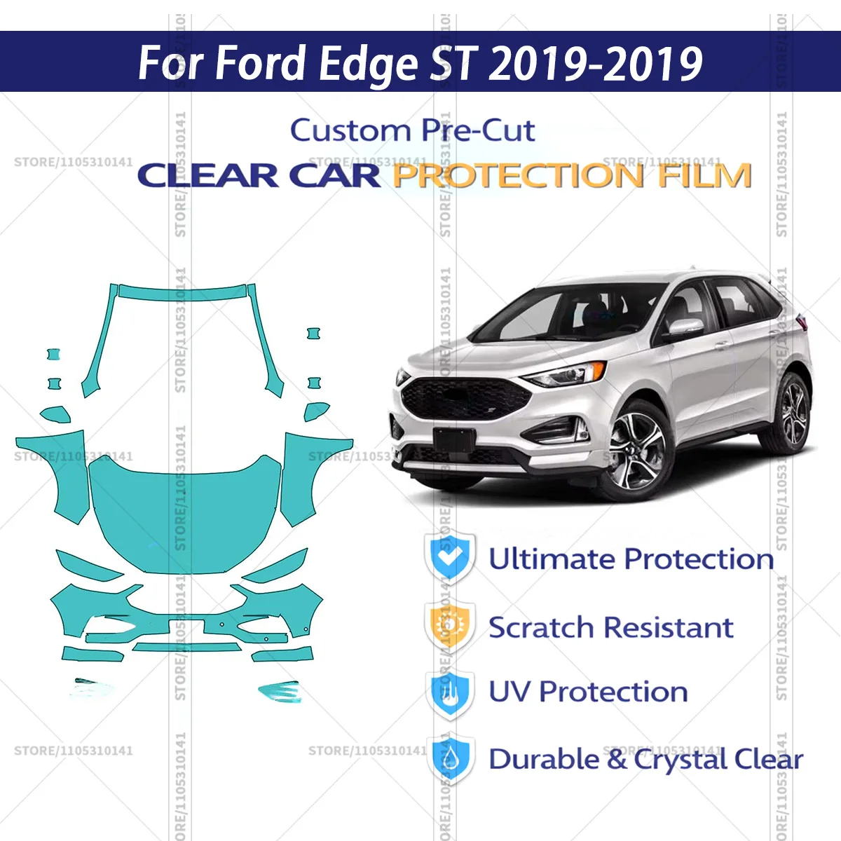 

Pre-Cut Paint Protection Film PPF Transparent Car Film Professional Automotive PPF Front Kit For Ford Edge ST 2019-2019