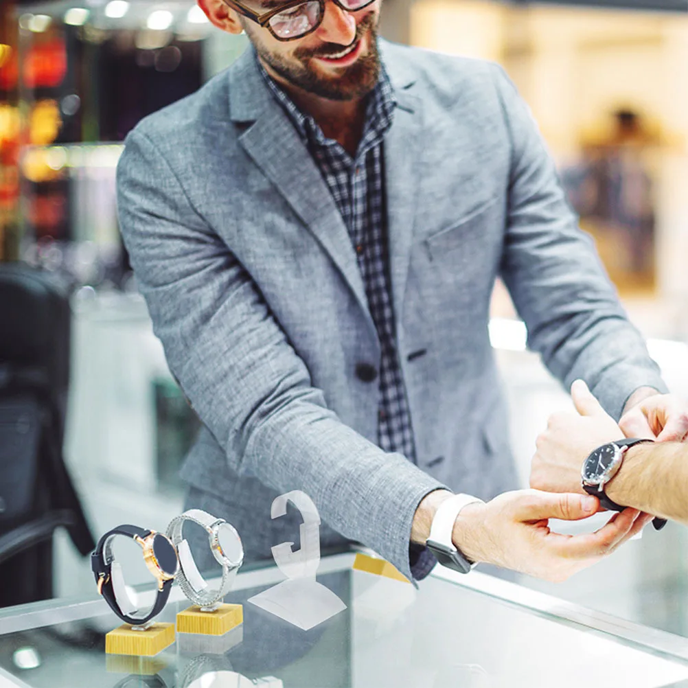 4Pcs Adjustable Clear Plastic Watch Stand Display Stands for Men Women Watch Storage Holder Organizer Rack Display Stands