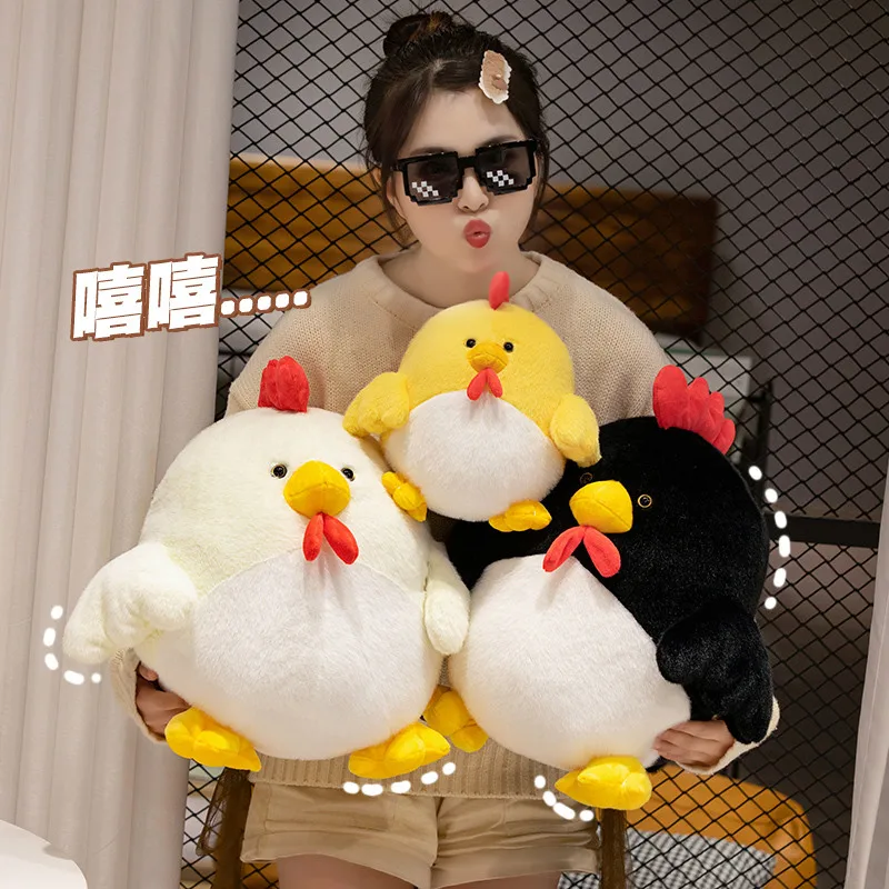 Cute Cock Plush Toy Stuffed Fluffy Lifelike Animals Rooster Soft Doll Chick Pillow Birthday Gifts