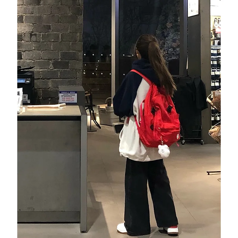 레트로 아메리칸 컬러 블로 후디 여성용 봄 가을 오버사이즈 커플 트렌디 숄더 스웨트 인서트 디자인