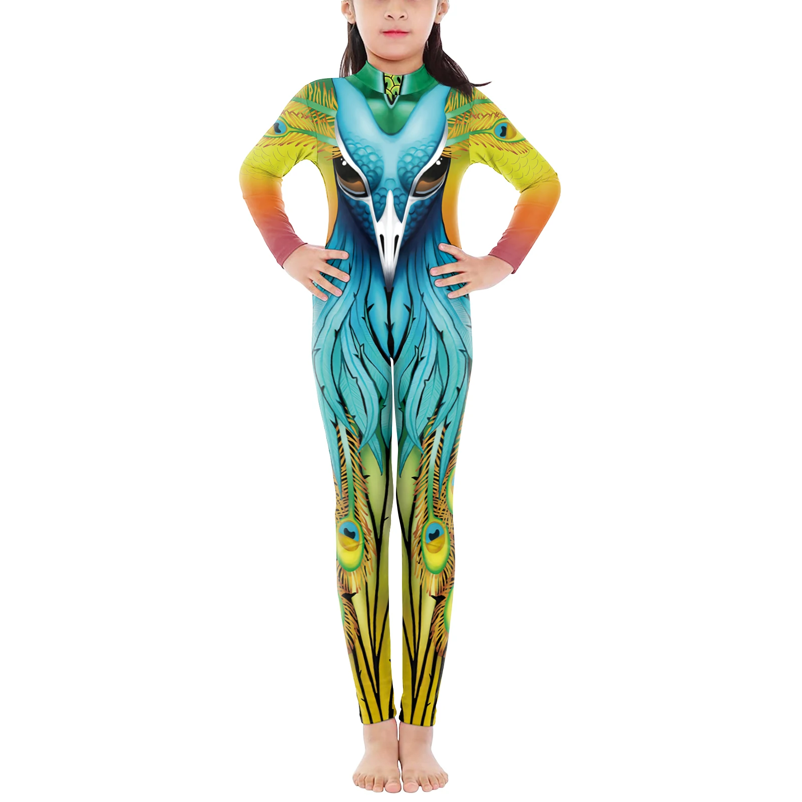 Children Cosplay Costume Multicolour Texture Animal Printing Jumpsuit Boys Girls Suit Halloween Holiday Party Funny Kids Clothes