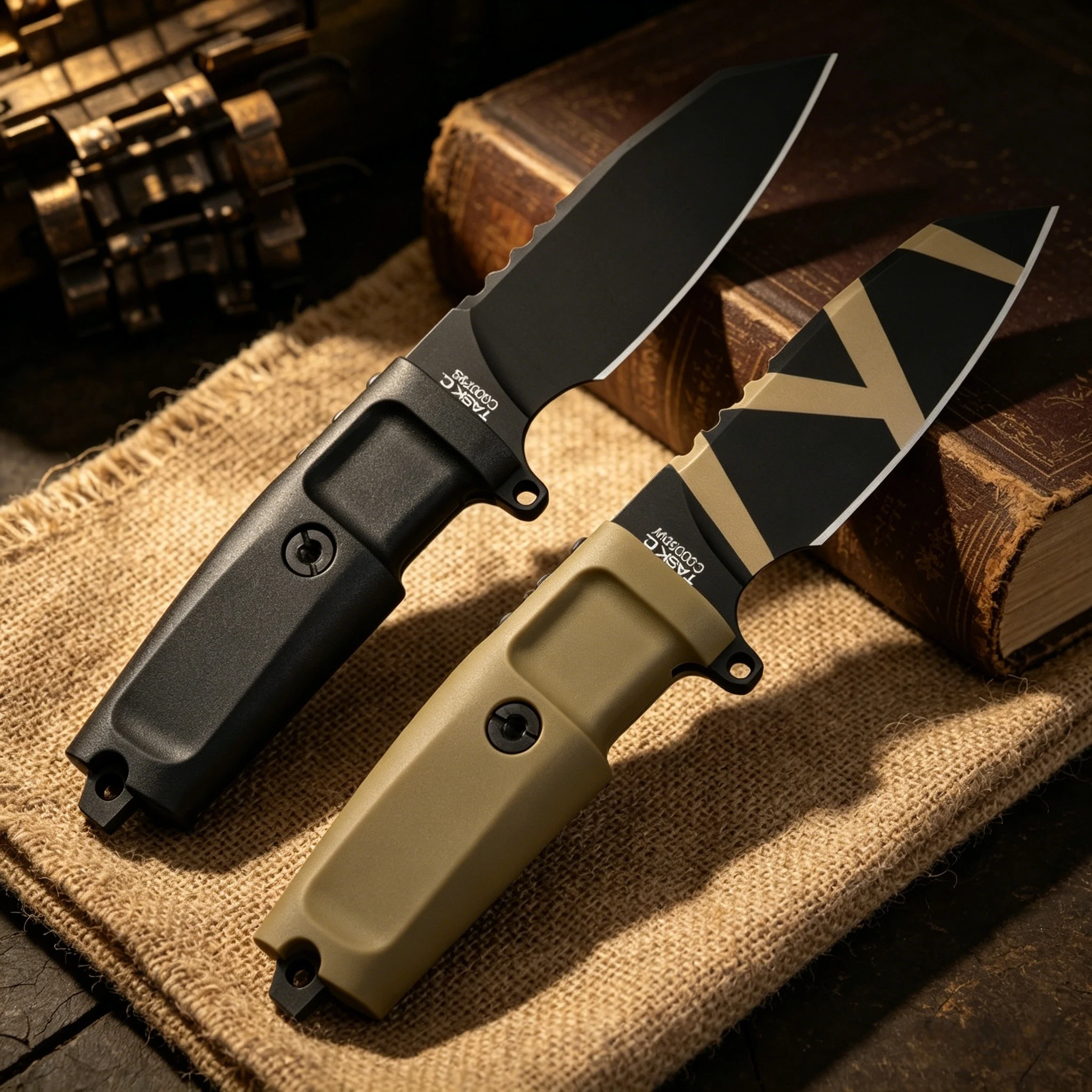 Task C - Compact straight knife, made of N690 steel, equipped with protective K sheath, multi-functional backpack outdoor knife