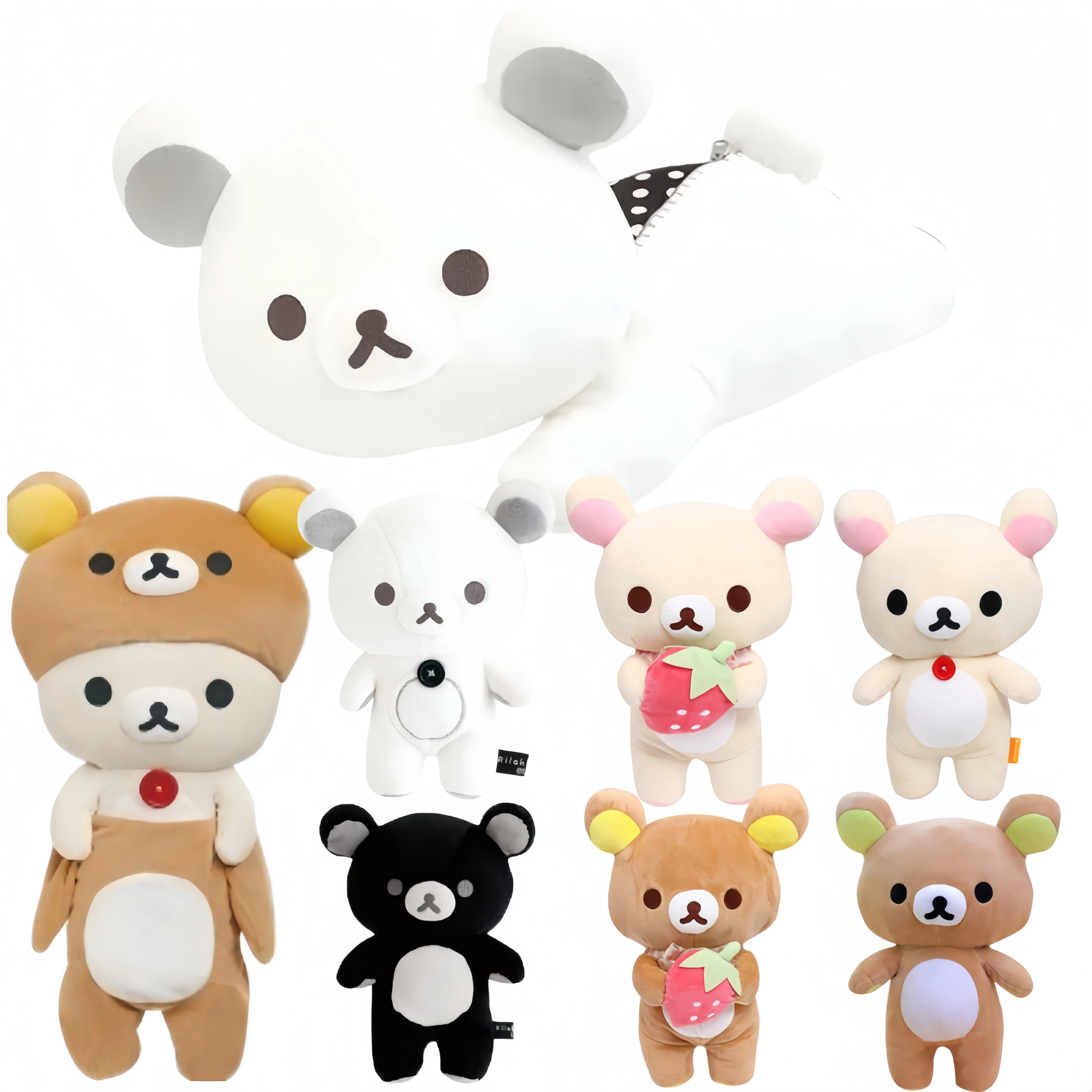 Rilakkuma, Oso de Peluche Blanco y Negro, Muñeco de Peluche Kawaii, Decoración de Habitación, Oso de Peluche para Parejas, Juguetes de Peluche, Regalos para Niños